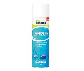 LANOLIN HEAVY DUTY  400G AEROSOL - A lubricant and corrosion inhibitor best suited to marine, heavy industrial and commercial applications. All round metal surface protectant. Moisture, salt and acid resistant. Food grade. Lubrication and protection of high speed and load bearing chains (non fling and non webbing). Provides long lasting protection for offshore and underground mining. Slippery lube for cable pulling. Non conductive to 70kV. Protection of all electrical equipment on machinery e.g. battery terminals, boxes and connectors. Penetration and protection of wire ropes. Component and storage protection.
